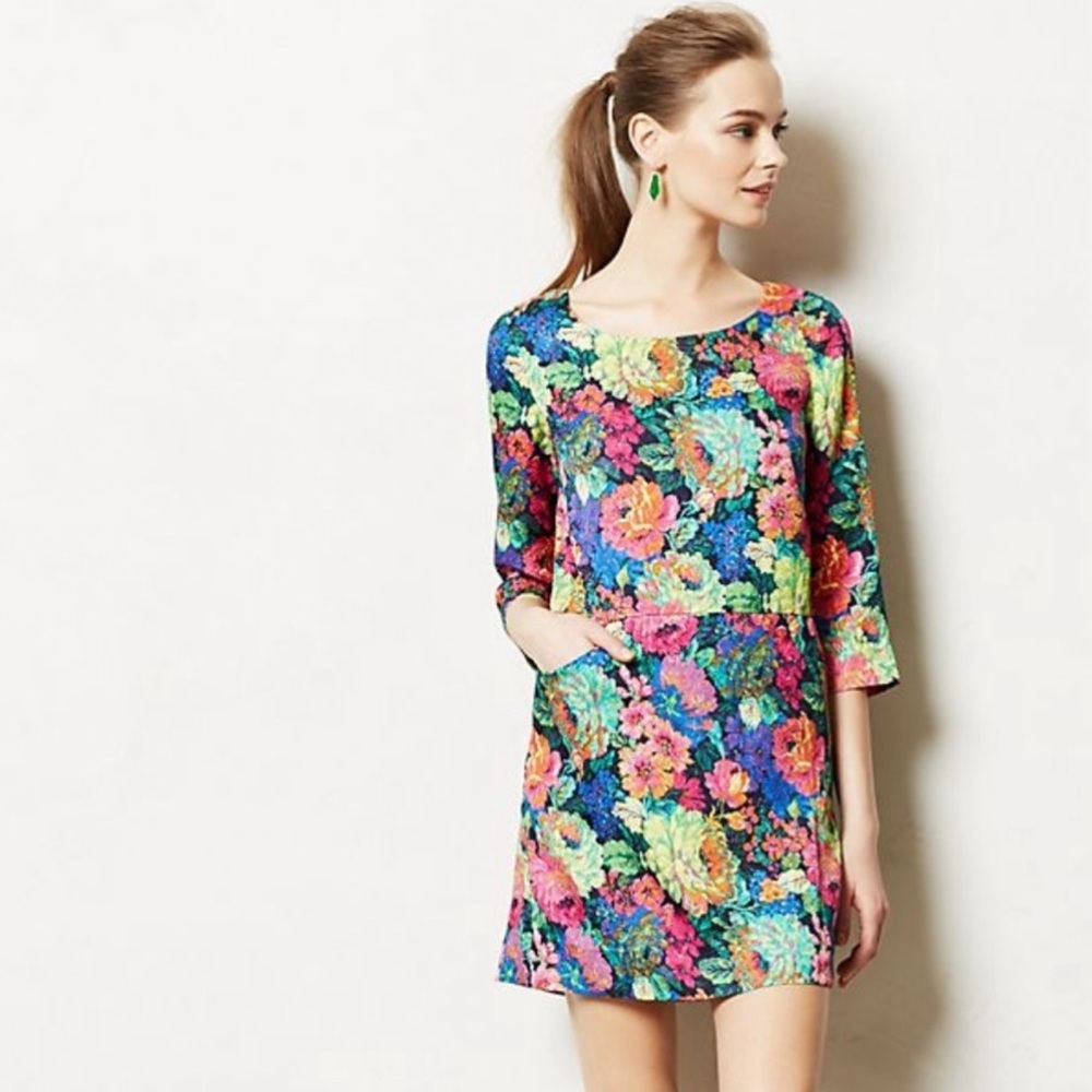 Vivid Floral Shirt Dress